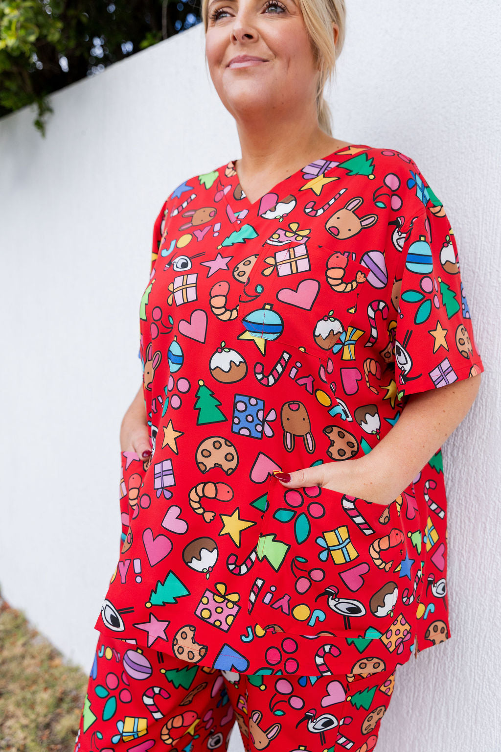 Jazz Scrubs in Red Christmas by Kasey Rainbow