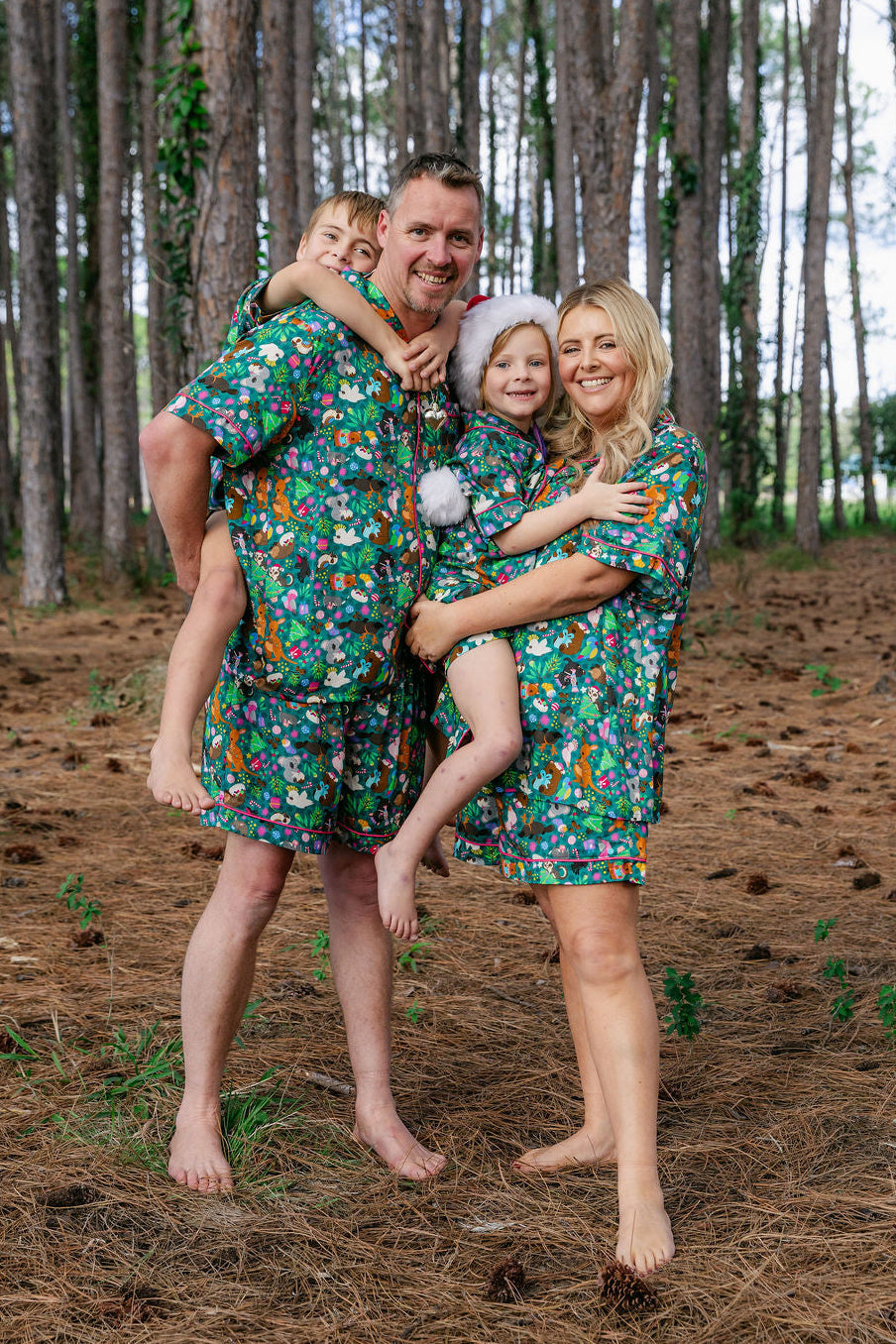 Womens Mistletoe Shirt & Shorts Sleepwear Set in Christmas Critters by Kasey Rainbow