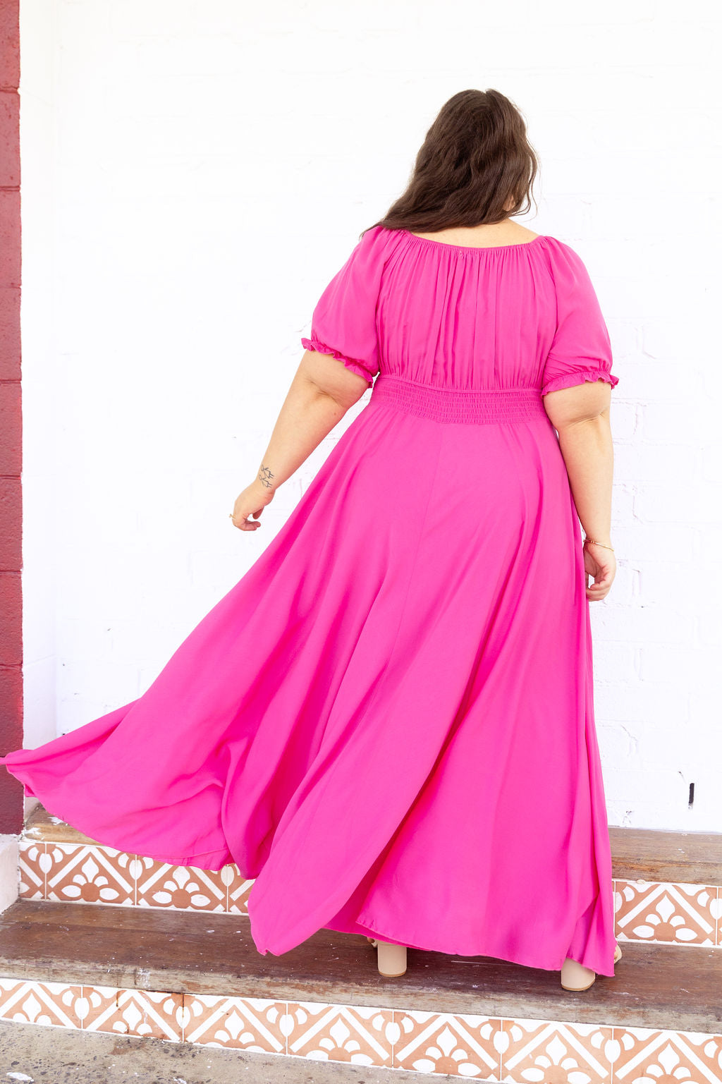 Eliza Maxi Dress in Fuchsia Pink