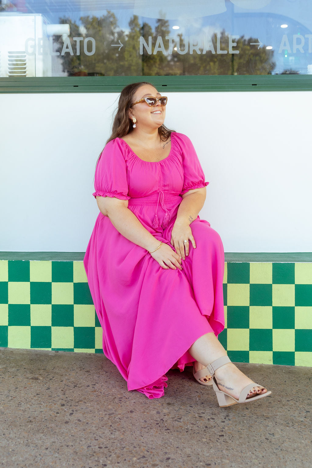 Eliza Maxi Dress in Fuchsia Pink