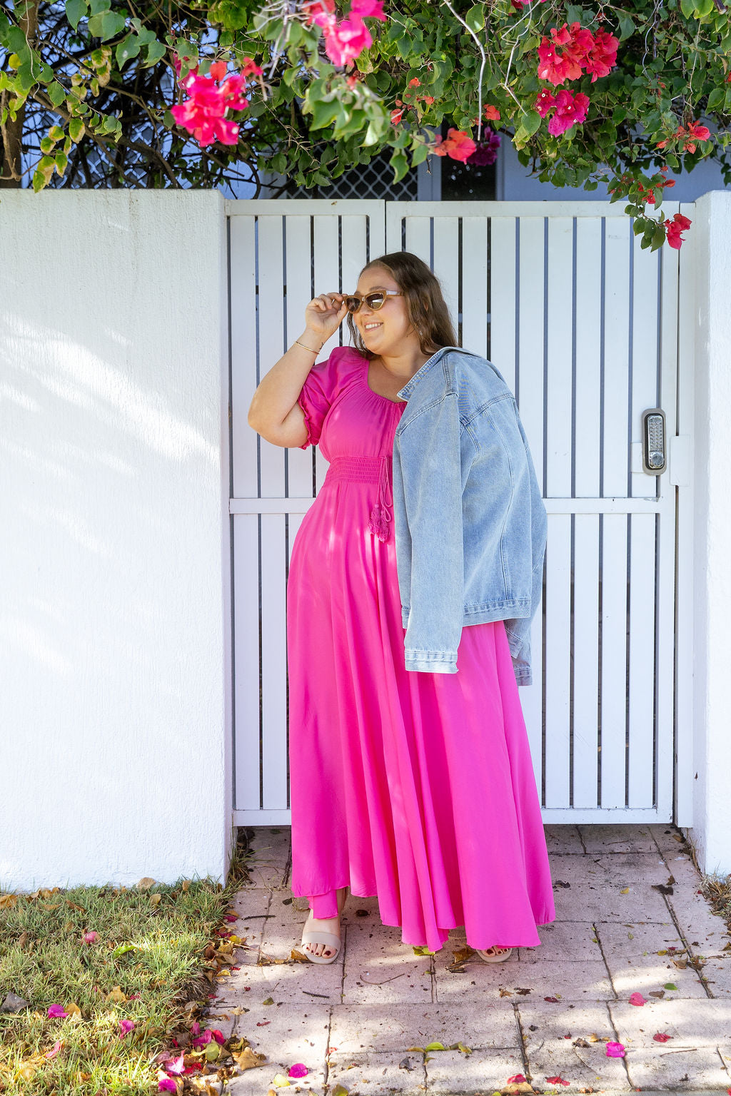 Eliza Maxi Dress in Fuchsia Pink