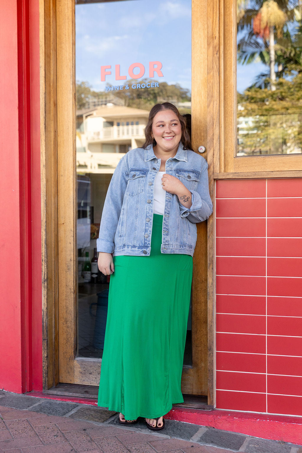 Olivia Maxi Skirt in Jade Green