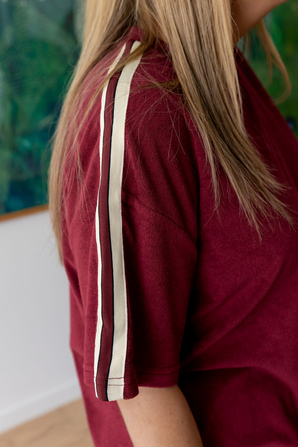 Alfie Oversized Terry Tee in Burgundy
