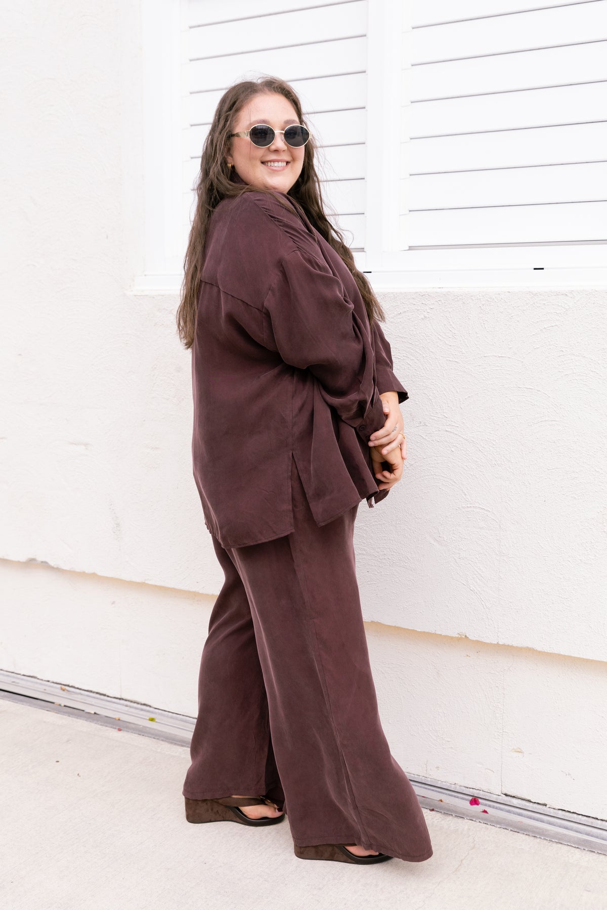 Gina Cupro Pant in Chocolate