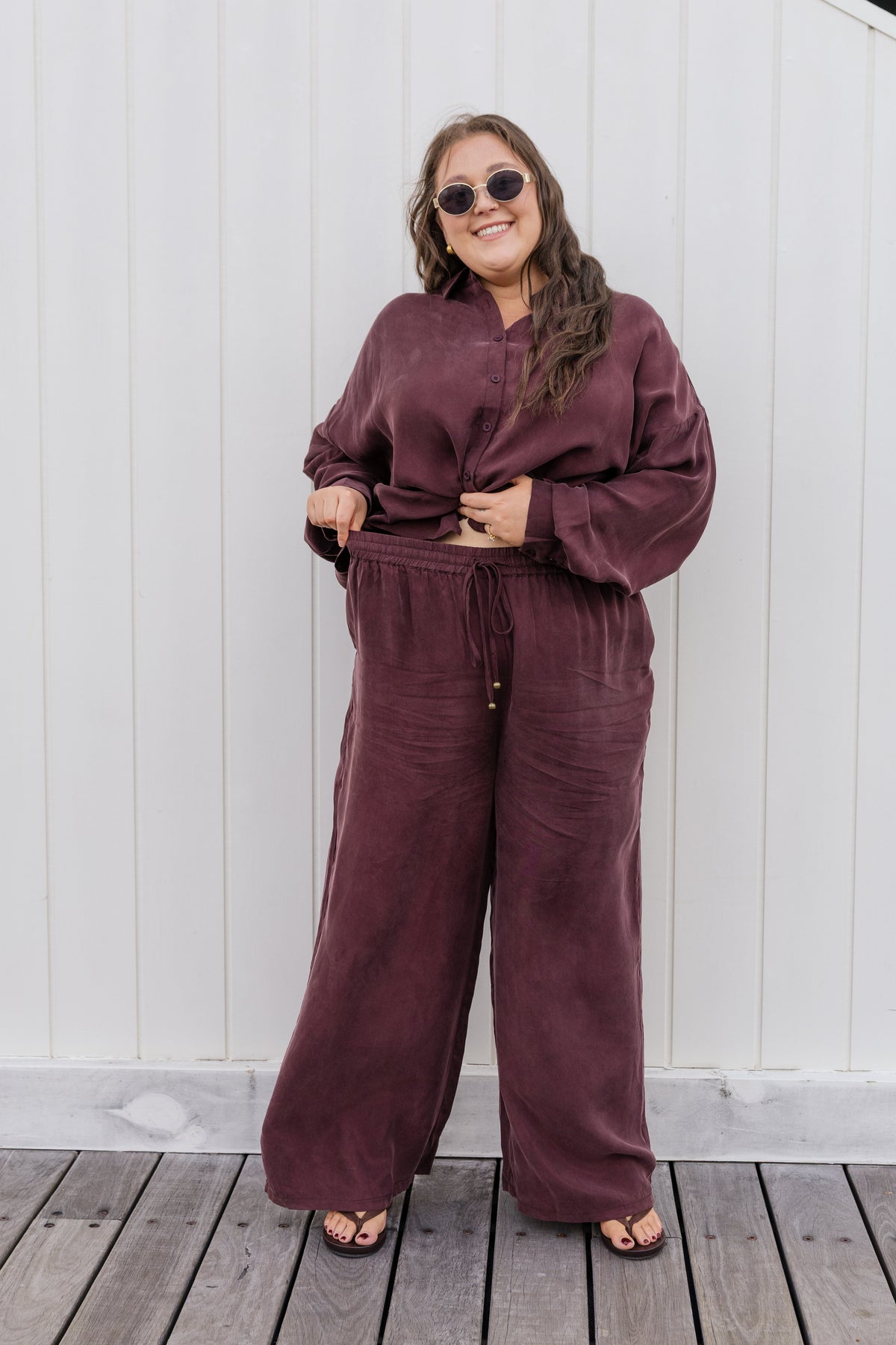 Gina Cupro Pant in Chocolate