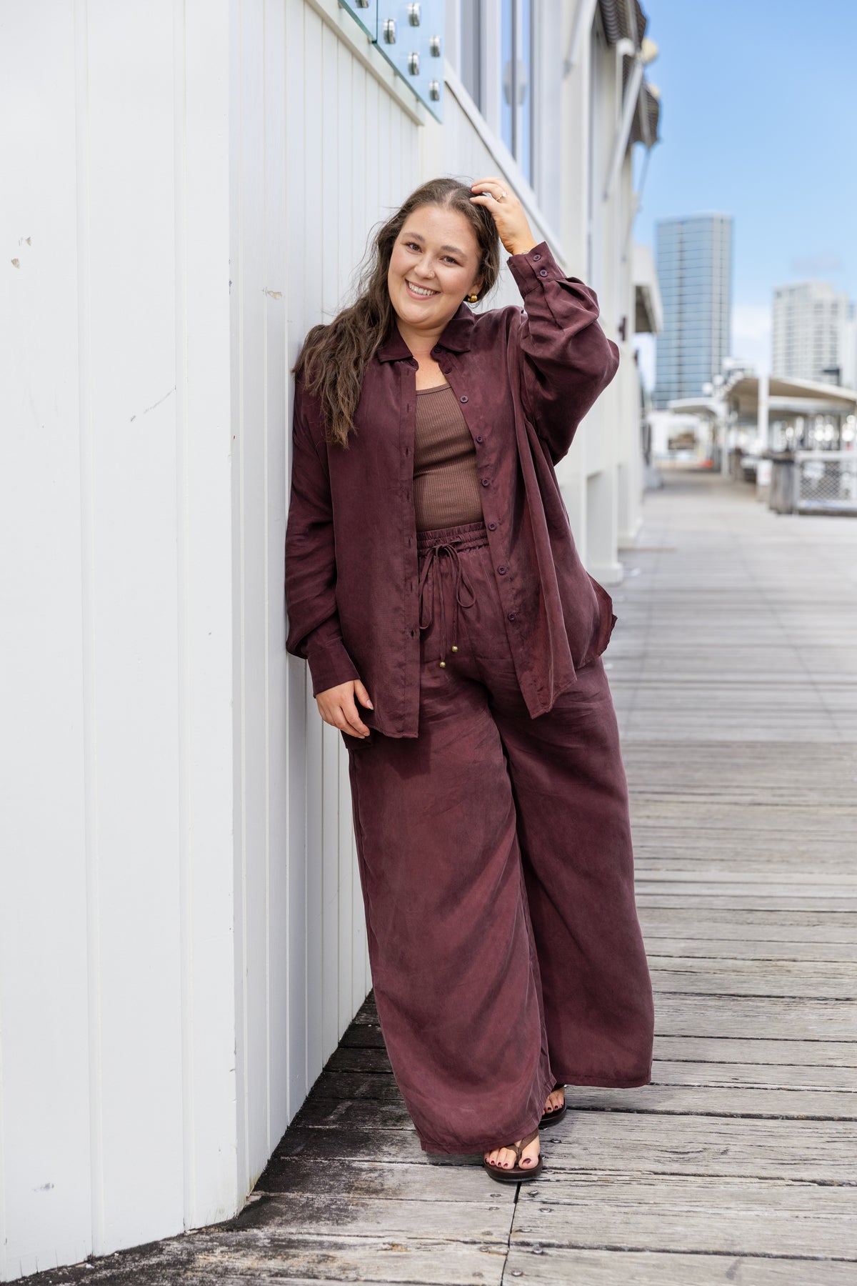 Gina Cupro Pant in Chocolate
