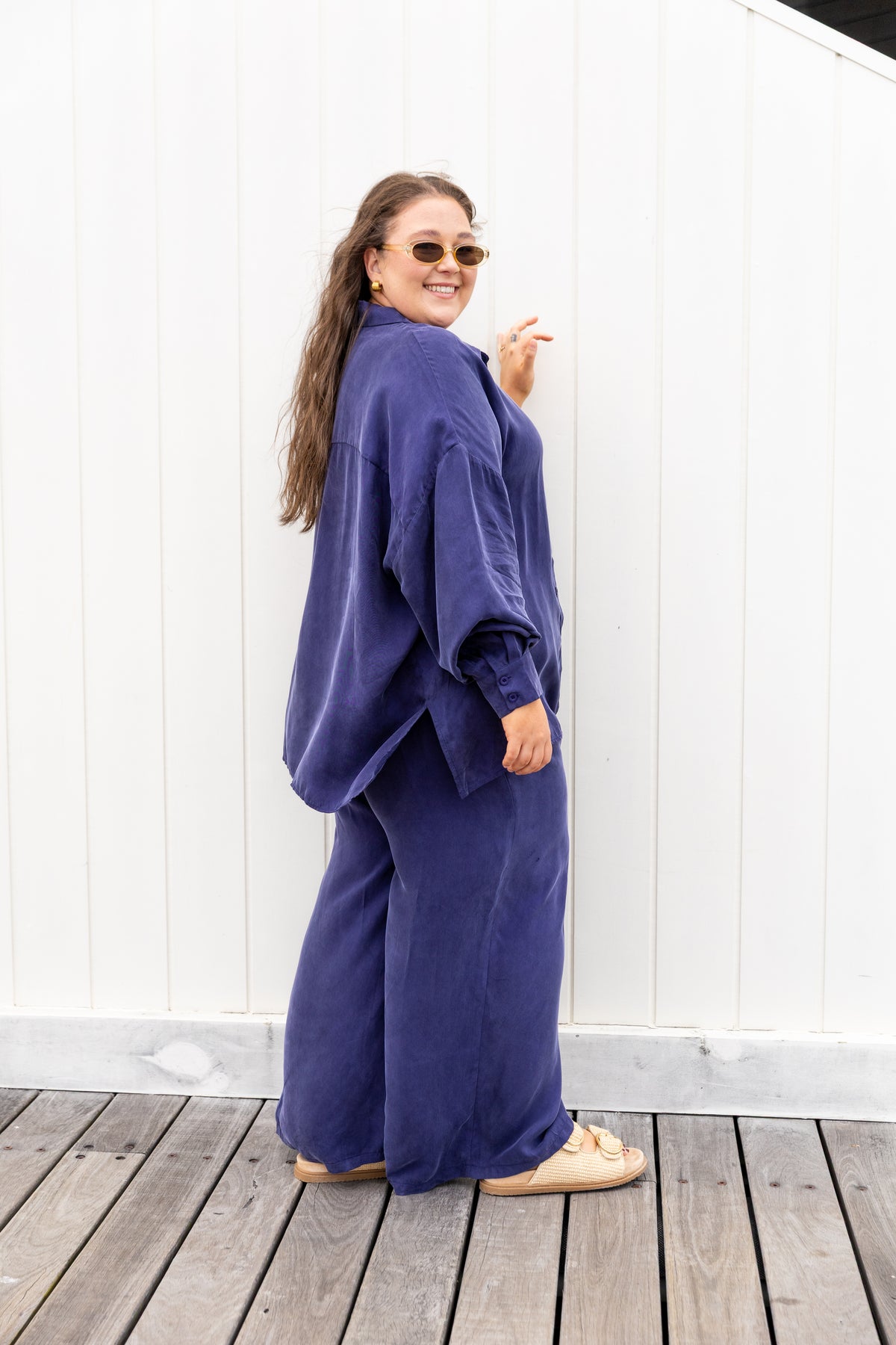 Gina Cupro Pant in Navy