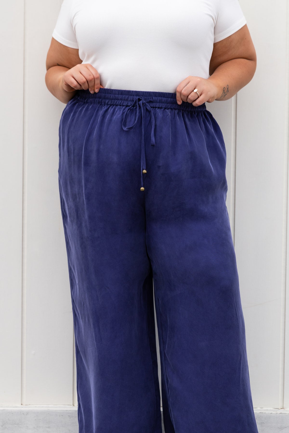 Gina Cupro Pant in Navy
