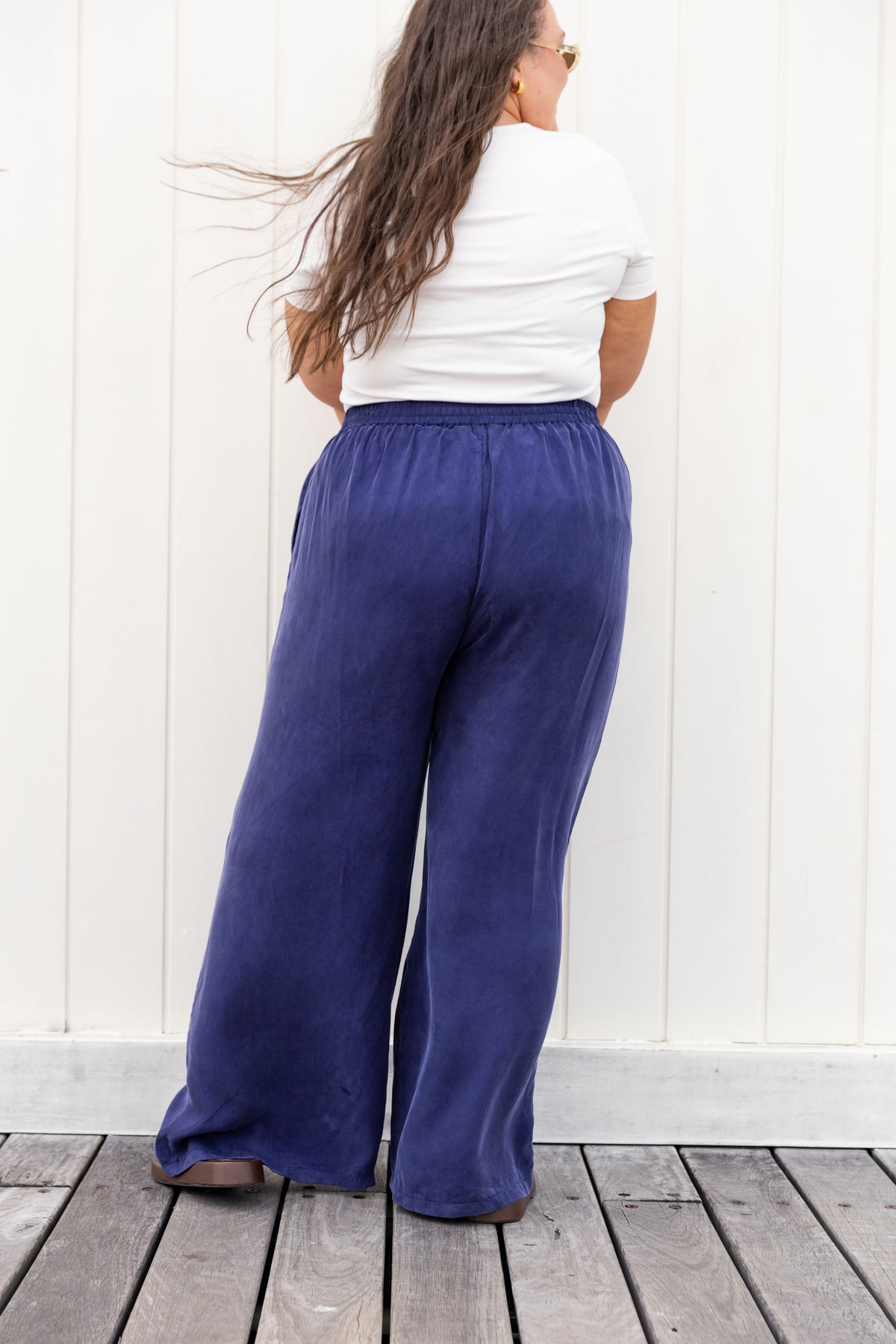 Gina Cupro Pant in Navy