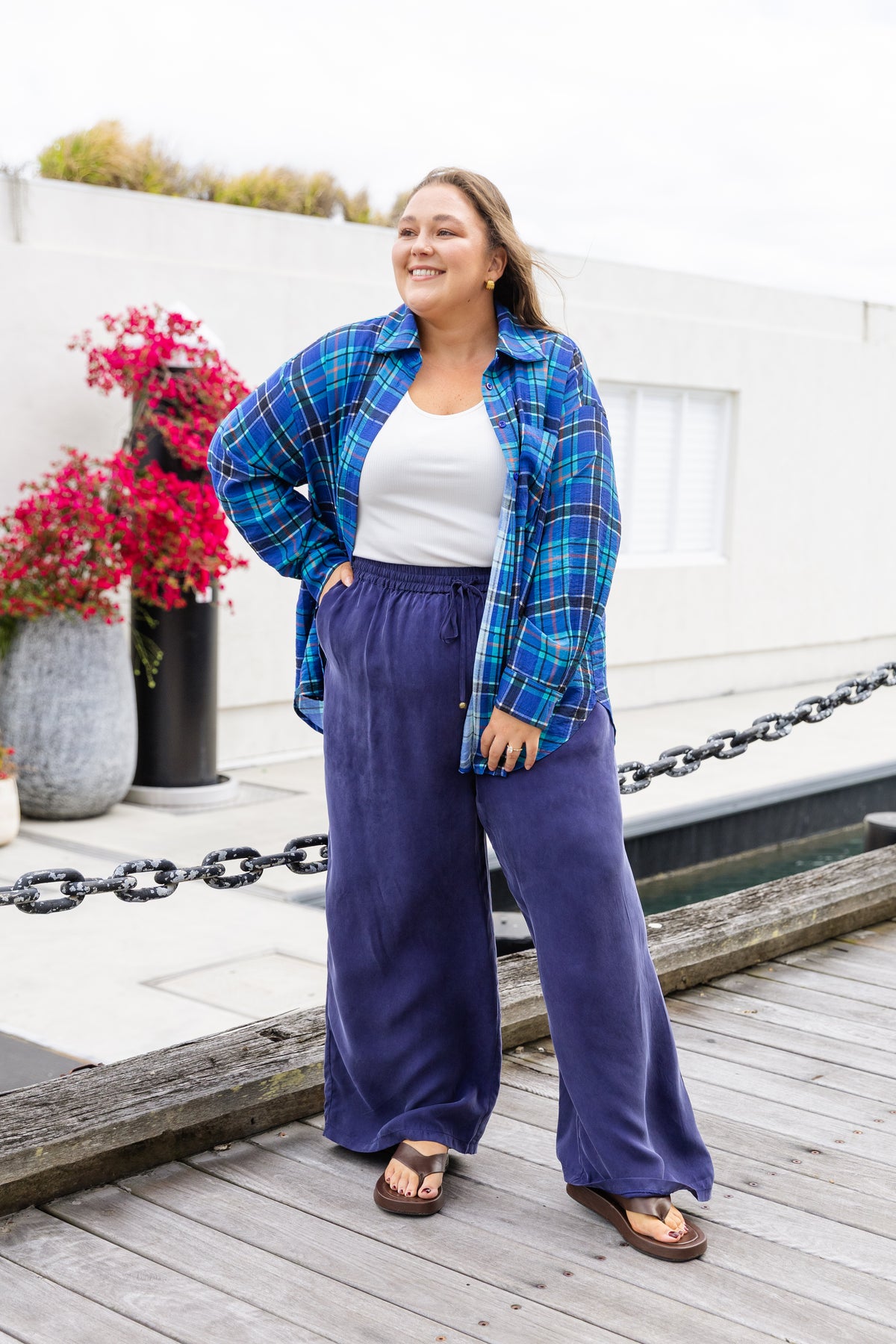 Gina Cupro Pant in Navy