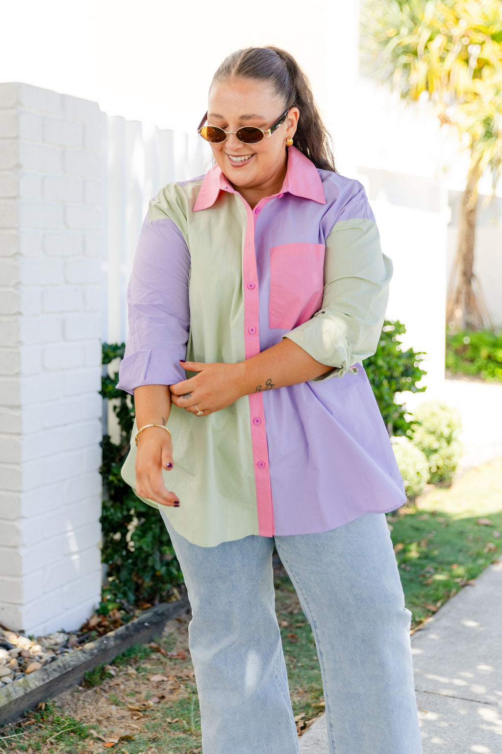 Lula Oversized Shirt in Pastel Mix