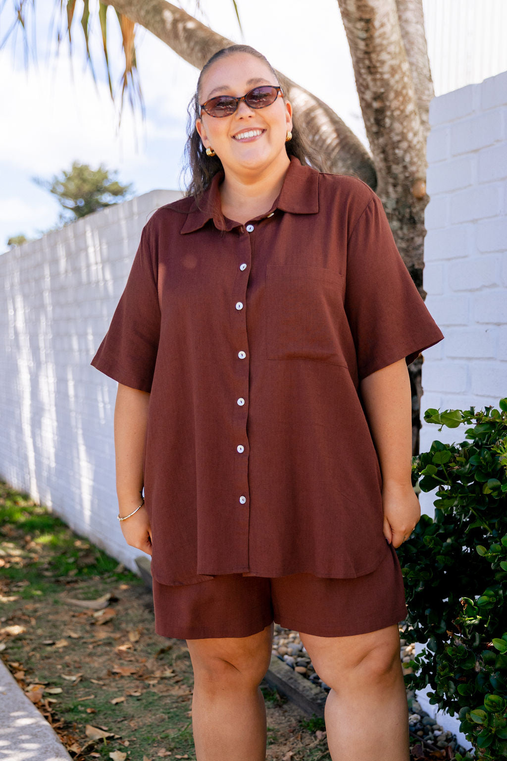 Samara Linen Blend Shirt in Chocolate