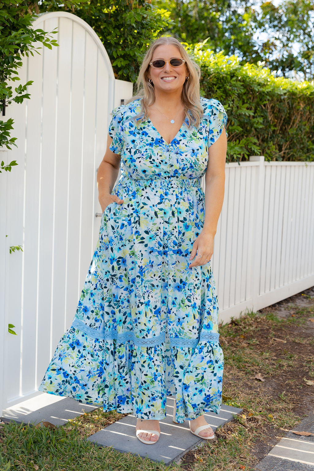 Louisa Maxi Dress in Bleue Fleur