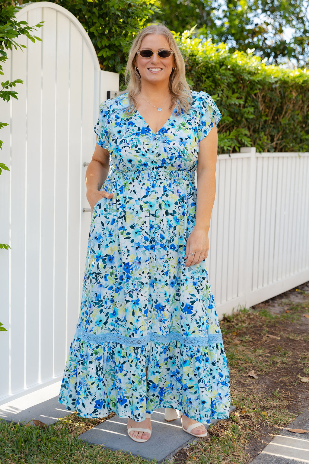 Louisa Maxi Dress in Bleue Fleur