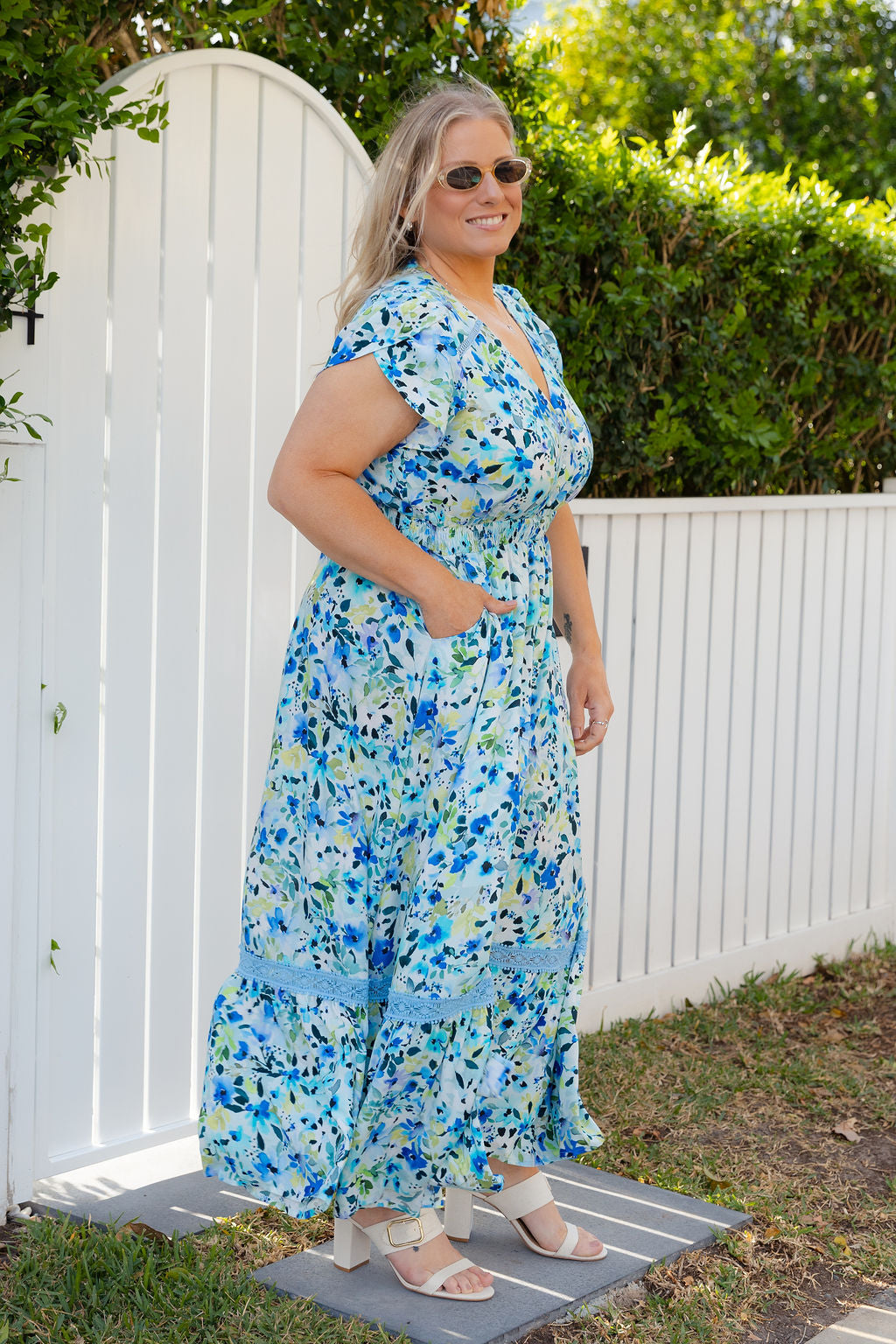 Louisa Maxi Dress in Bleue Fleur