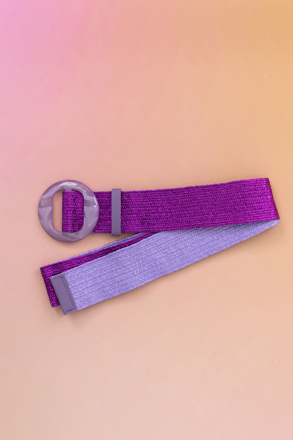 Extra Length Stretch Belt in Purple with Circle Buckle