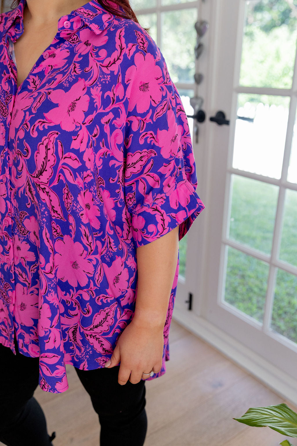 Tammin Shirt in Purple Blooms