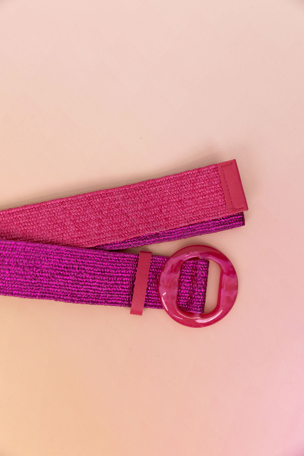 Extra Length Stretch Belt in Hot Pink with Circle Buckle