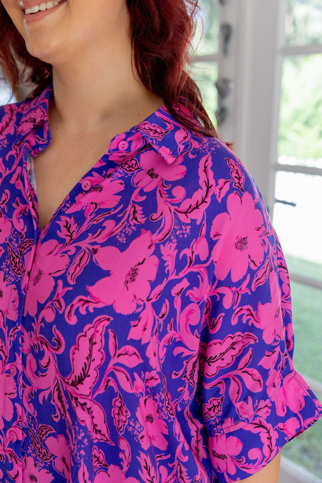 Tammin Shirt in Purple Blooms