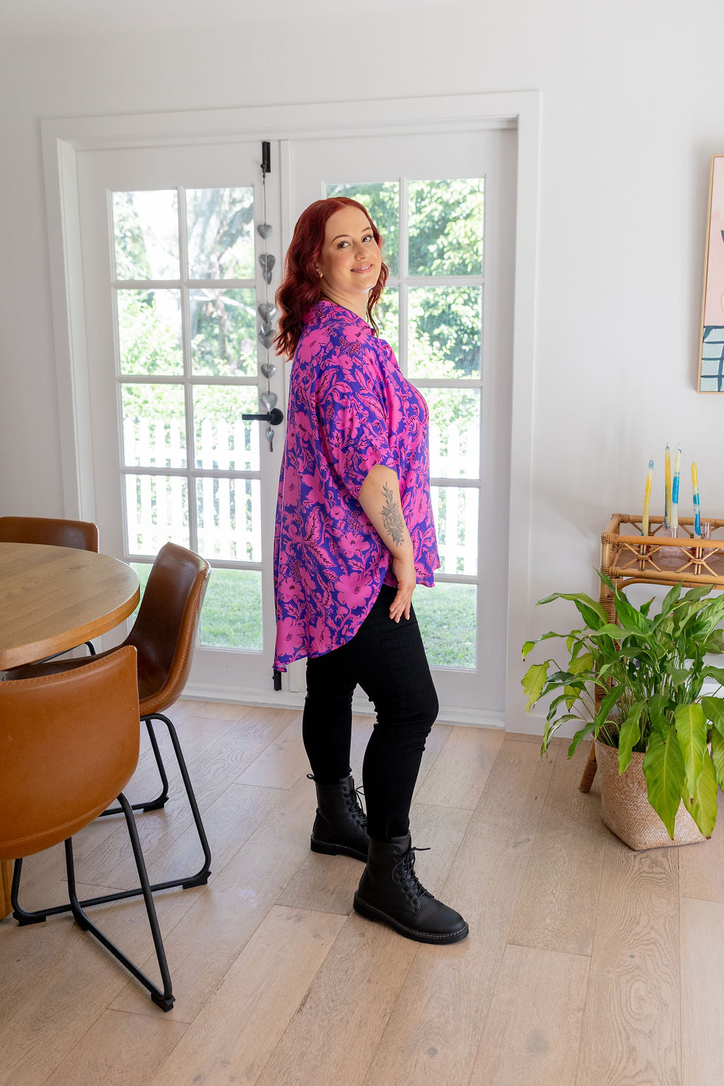 Tammin Shirt in Purple Blooms