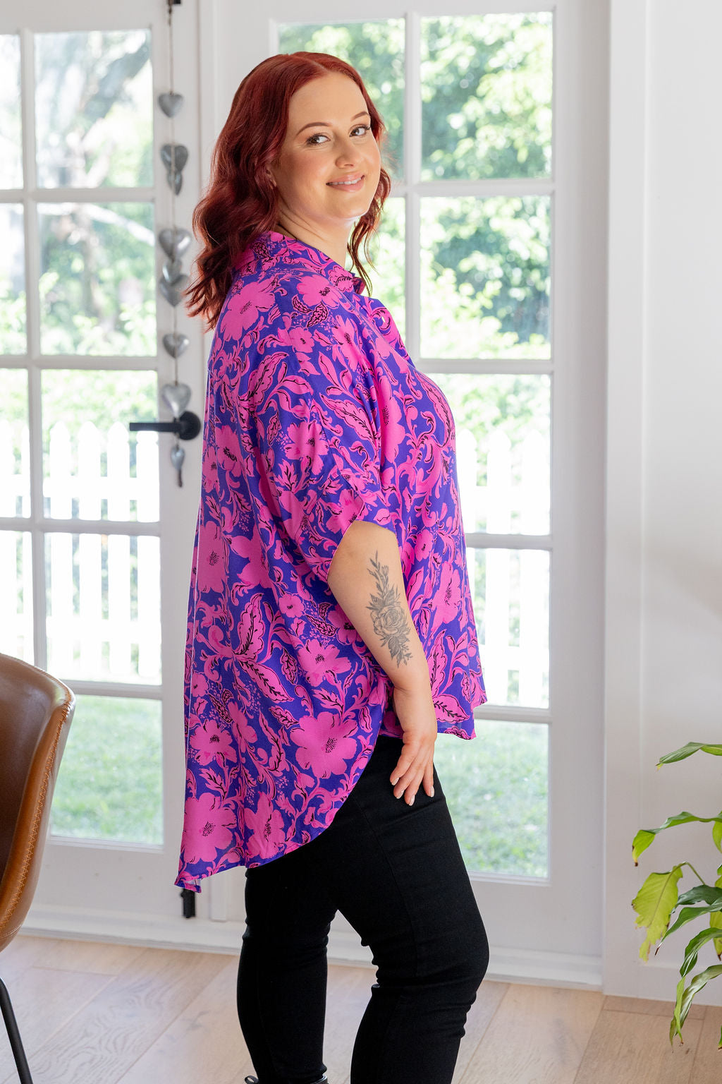 Tammin Shirt in Purple Blooms