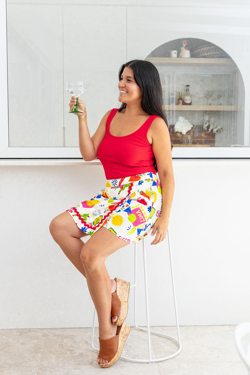 Samara Linen Blend Skort in Corazon