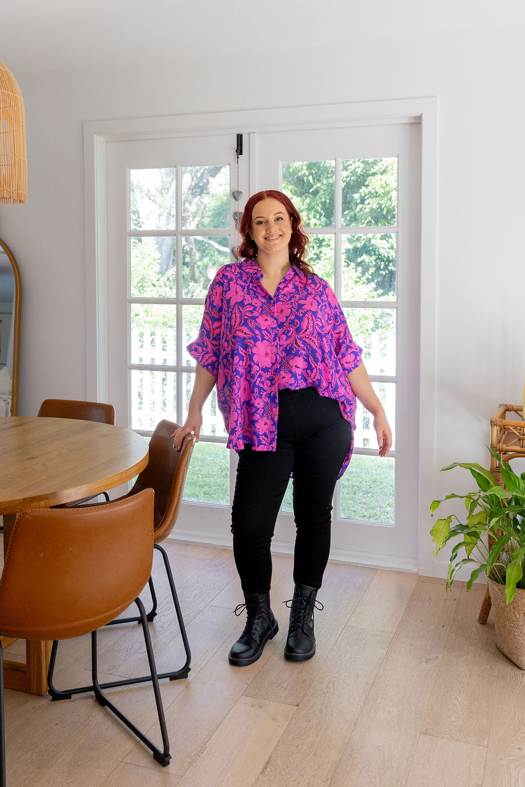 Tammin Shirt in Purple Blooms