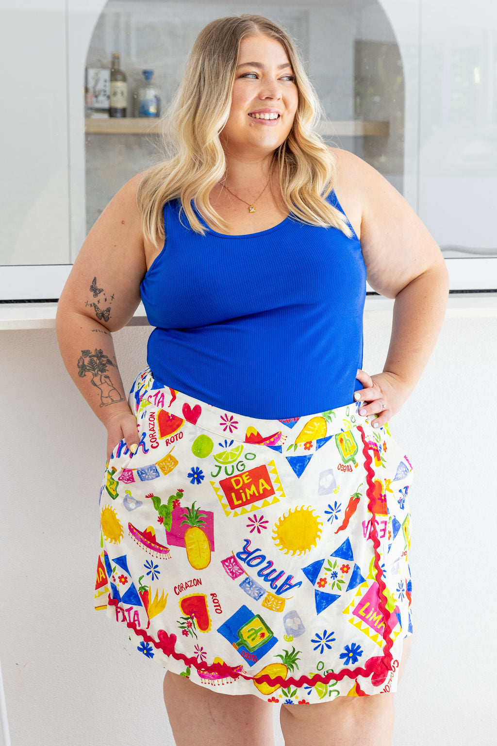 Samara Linen Blend Skort in Corazon