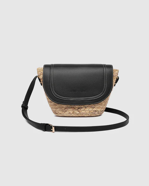 Dixie Straw Crossbody Bag Natural Black by Louenhide
