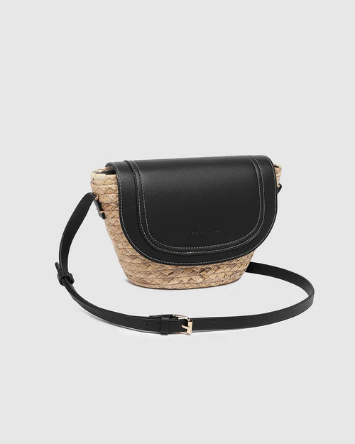 Dixie Straw Crossbody Bag Natural Black by Louenhide