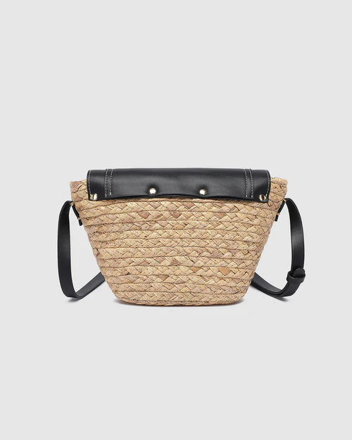 Dixie Straw Crossbody Bag Natural Black by Louenhide