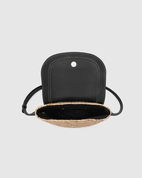 Dixie Straw Crossbody Bag Natural Black by Louenhide