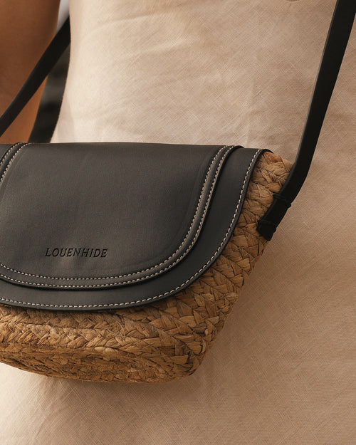 Dixie Straw Crossbody Bag Natural Black by Louenhide