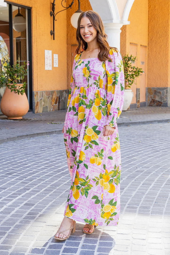 Amelia Linen Blend Maxi Dress in Themis