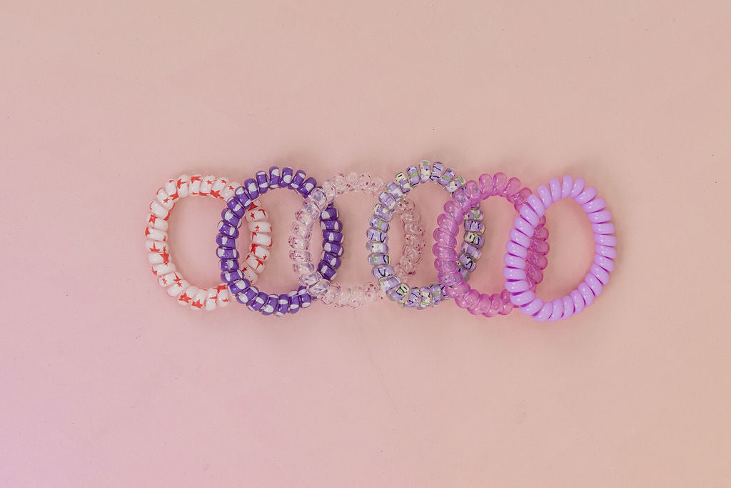 Purple Coil Hair Ties – 6 Pack