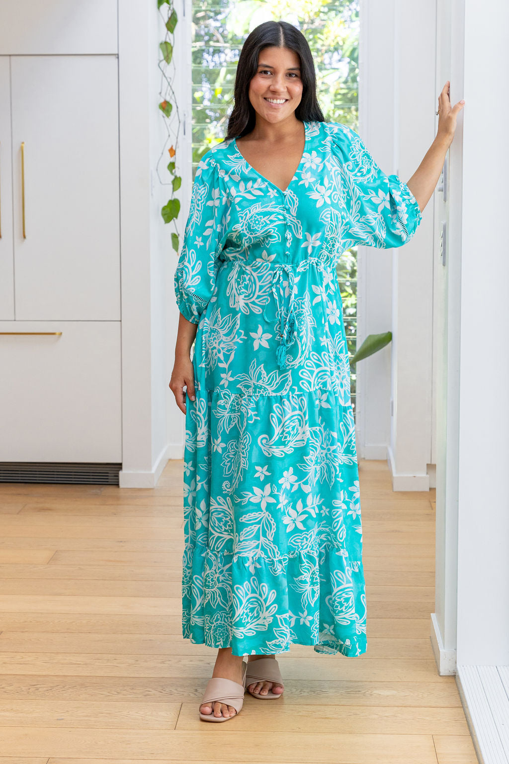Addison Maxi Dress in Turquoise Paisley