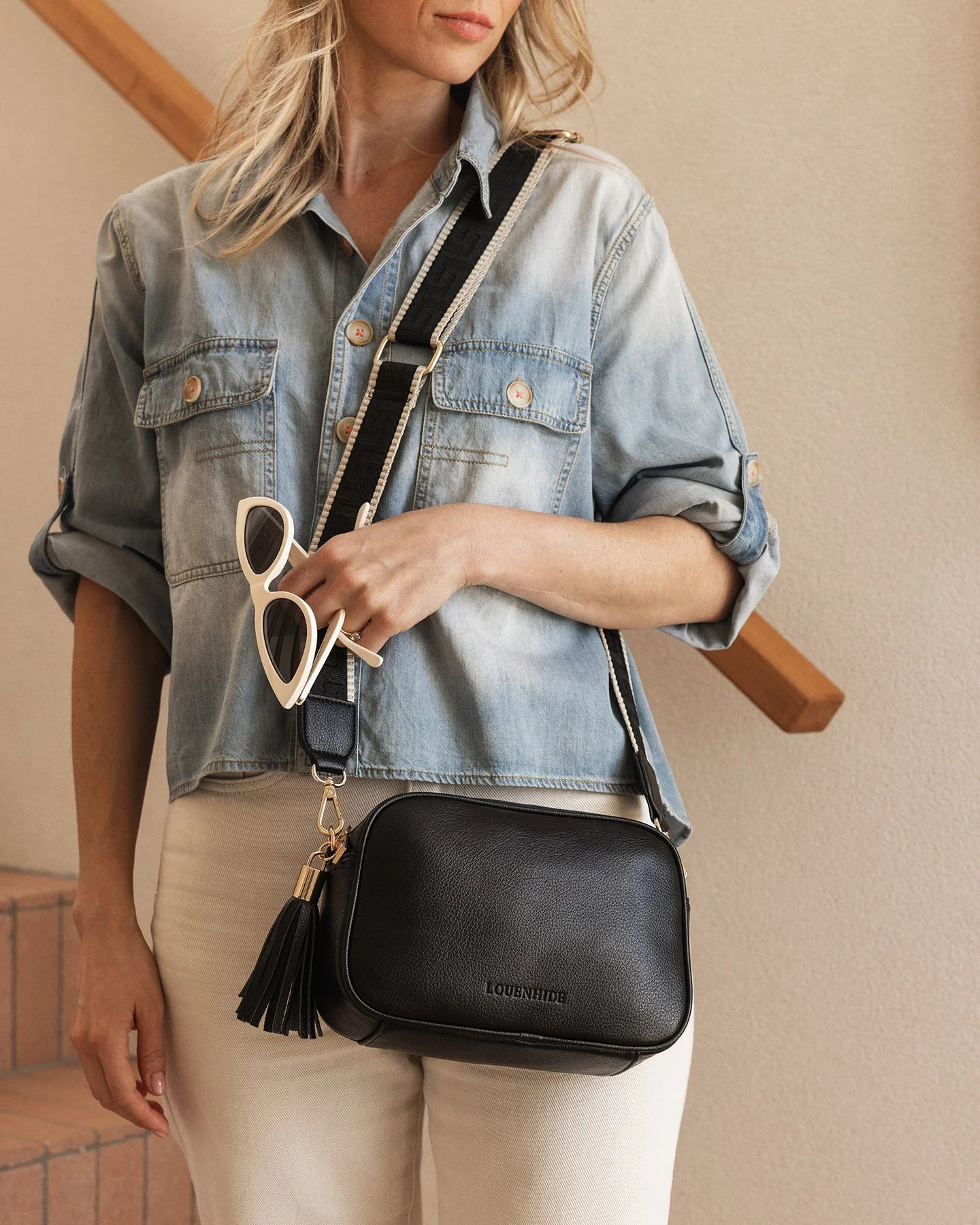 Jacinta Gia Crossbody Bag in Black by Louenhide