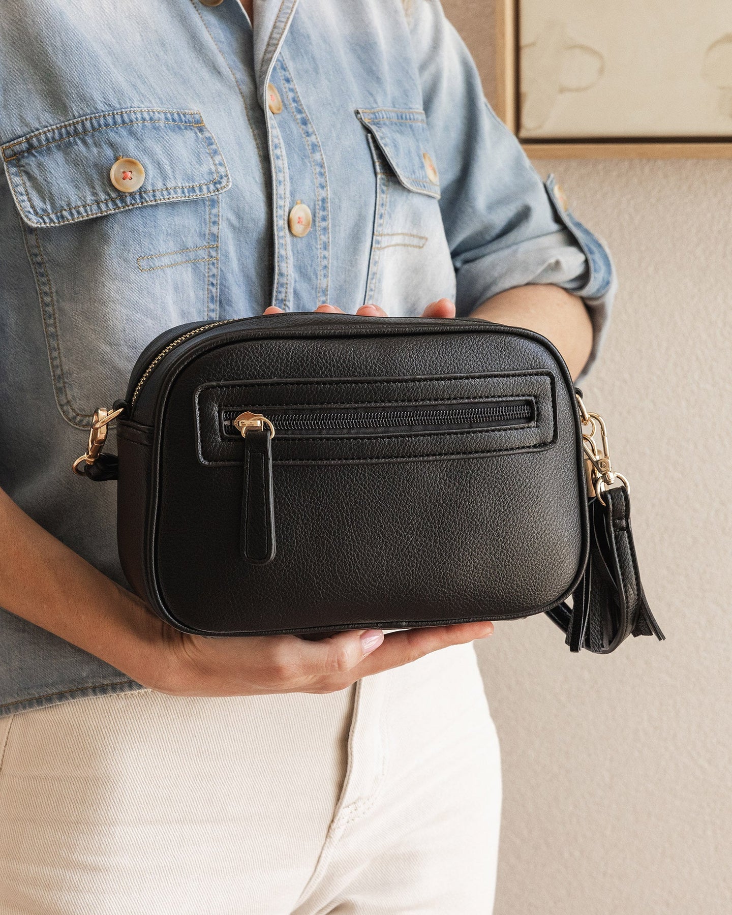 Jacinta Gia Crossbody Bag in Black by Louenhide