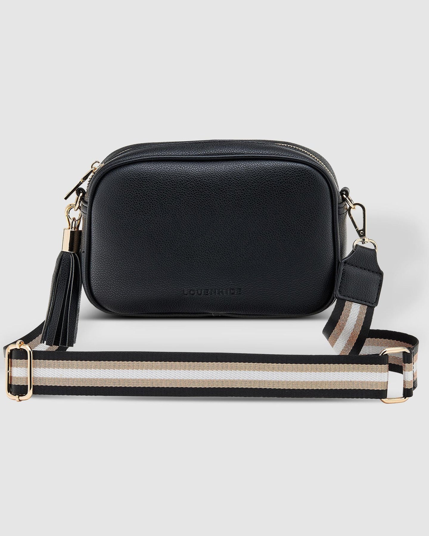 Jacinta Metallic Crossbody Bag in Black by Louenhide