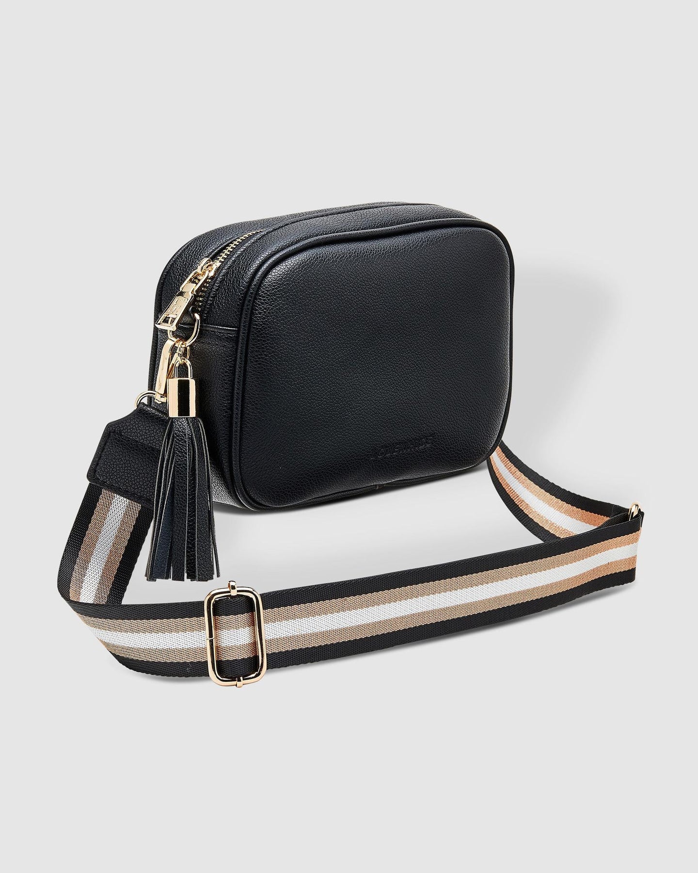 Jacinta Metallic Crossbody Bag in Black by Louenhide