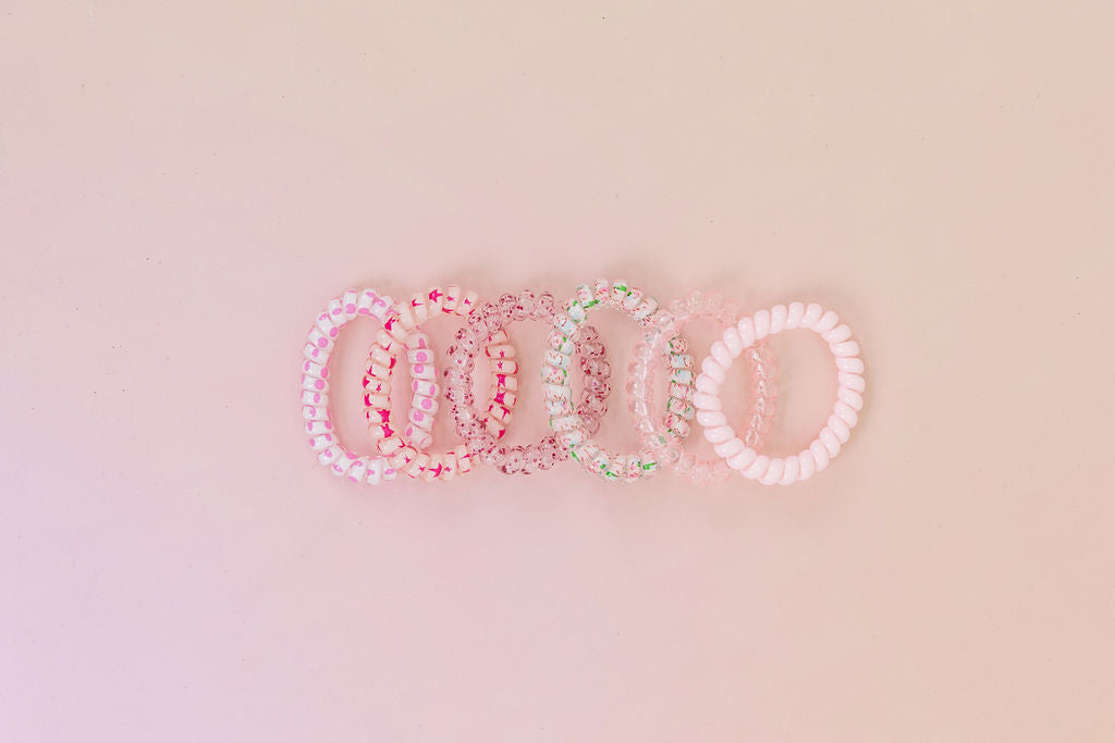 Pink Coil Hair Ties – 6 Pack