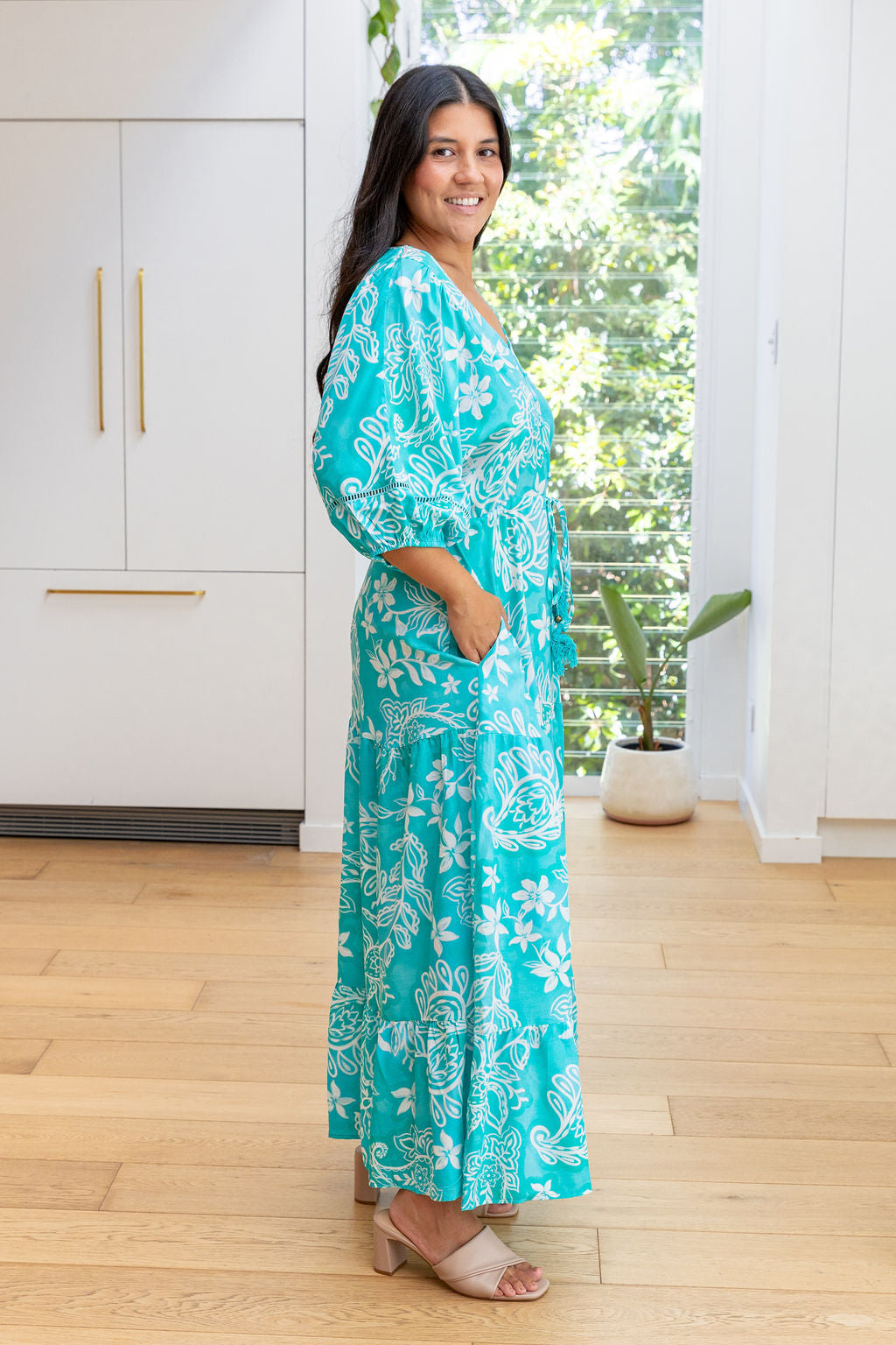 Addison Maxi Dress in Turquoise Paisley