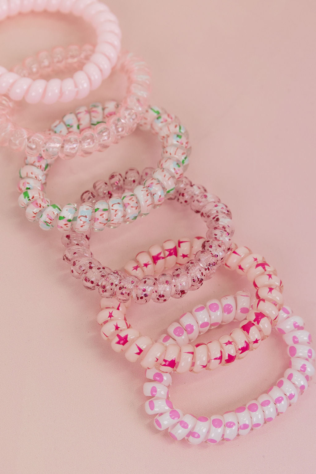 Pink Coil Hair Ties – 6 Pack