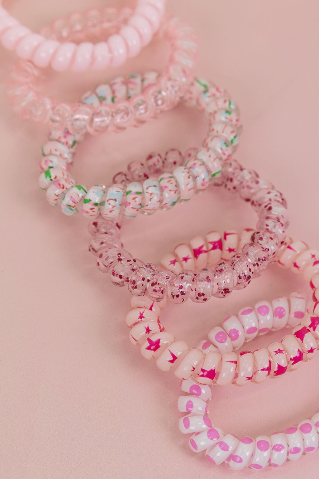 Pink Coil Hair Ties – 6 Pack