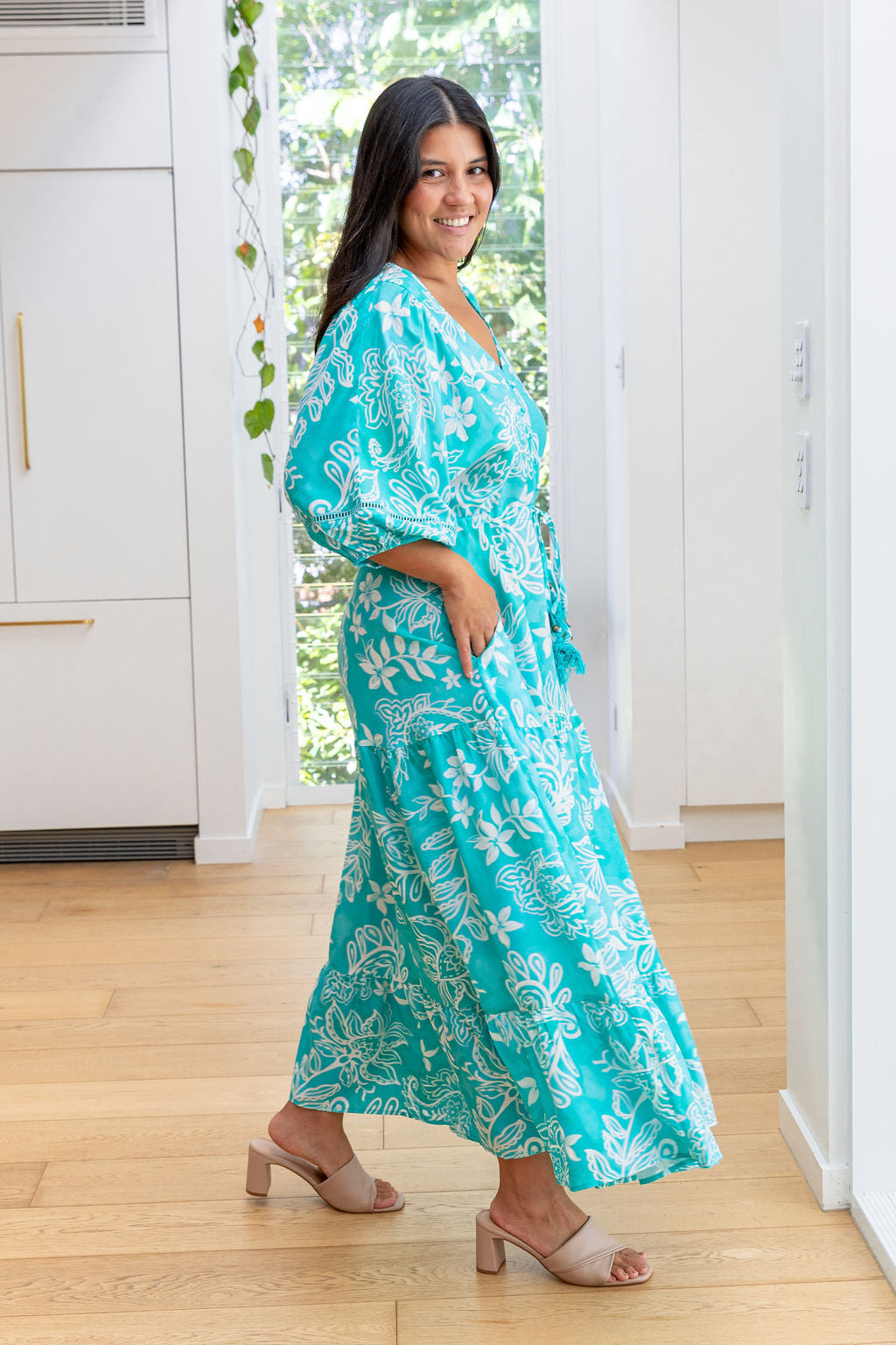 Addison Maxi Dress in Turquoise Paisley