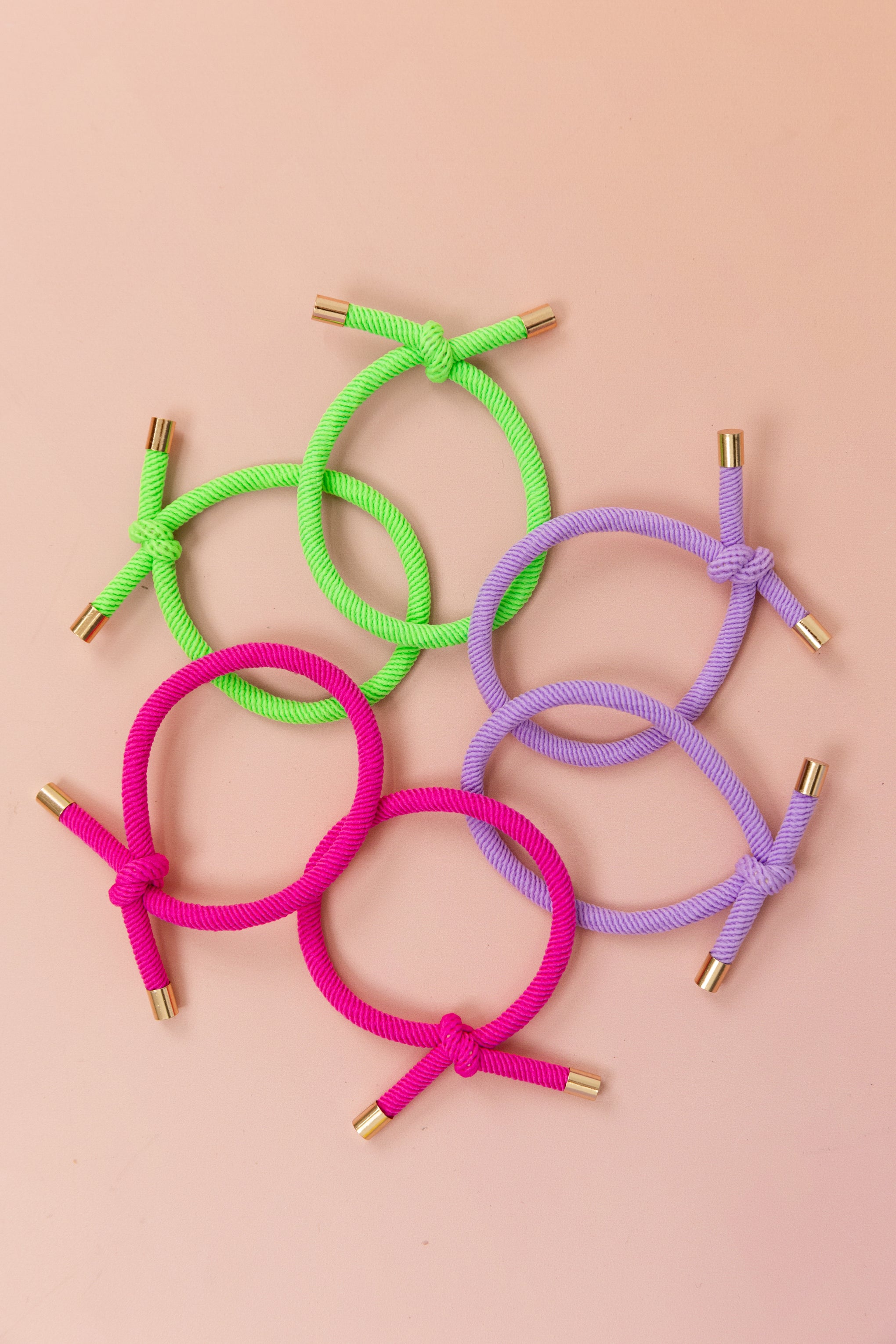 6 Pack Hair Ties in Rainbow Colours