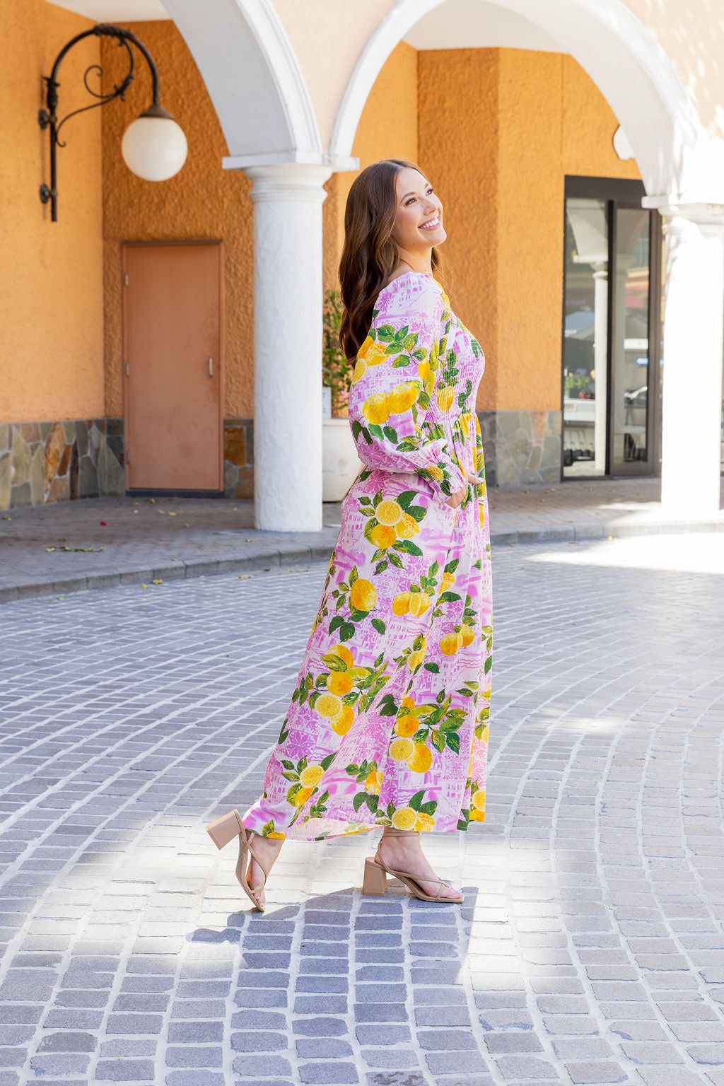 Amelia Linen Blend Maxi Dress in Themis