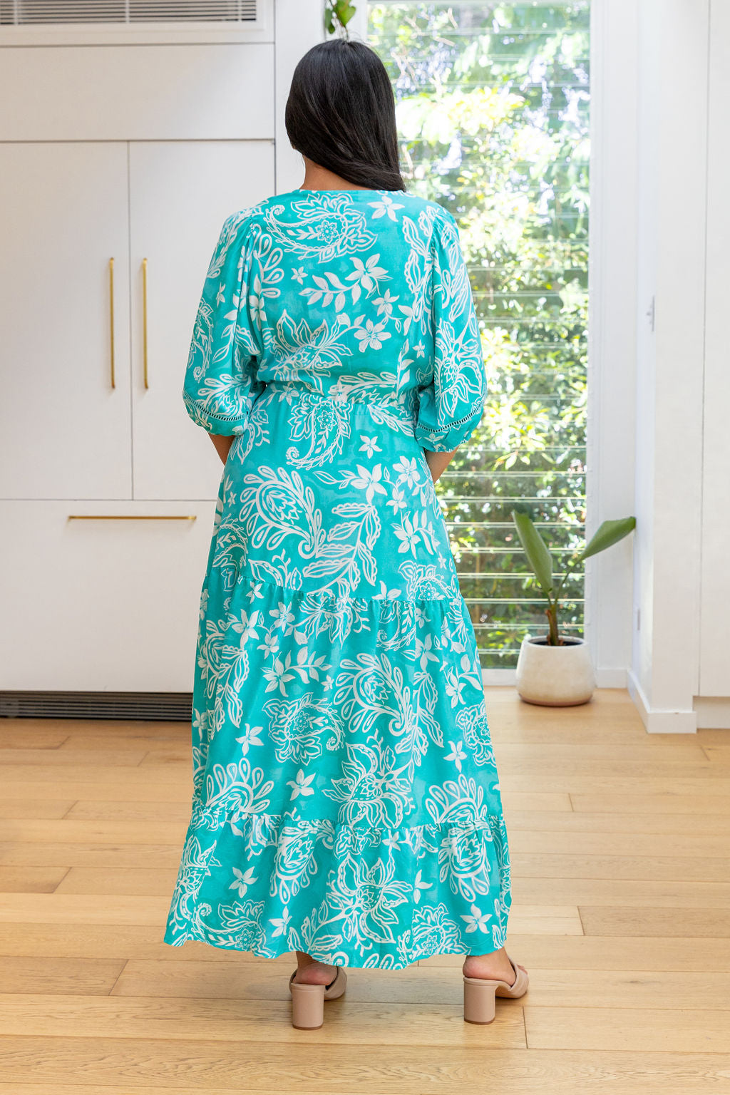 Addison Maxi Dress in Turquoise Paisley
