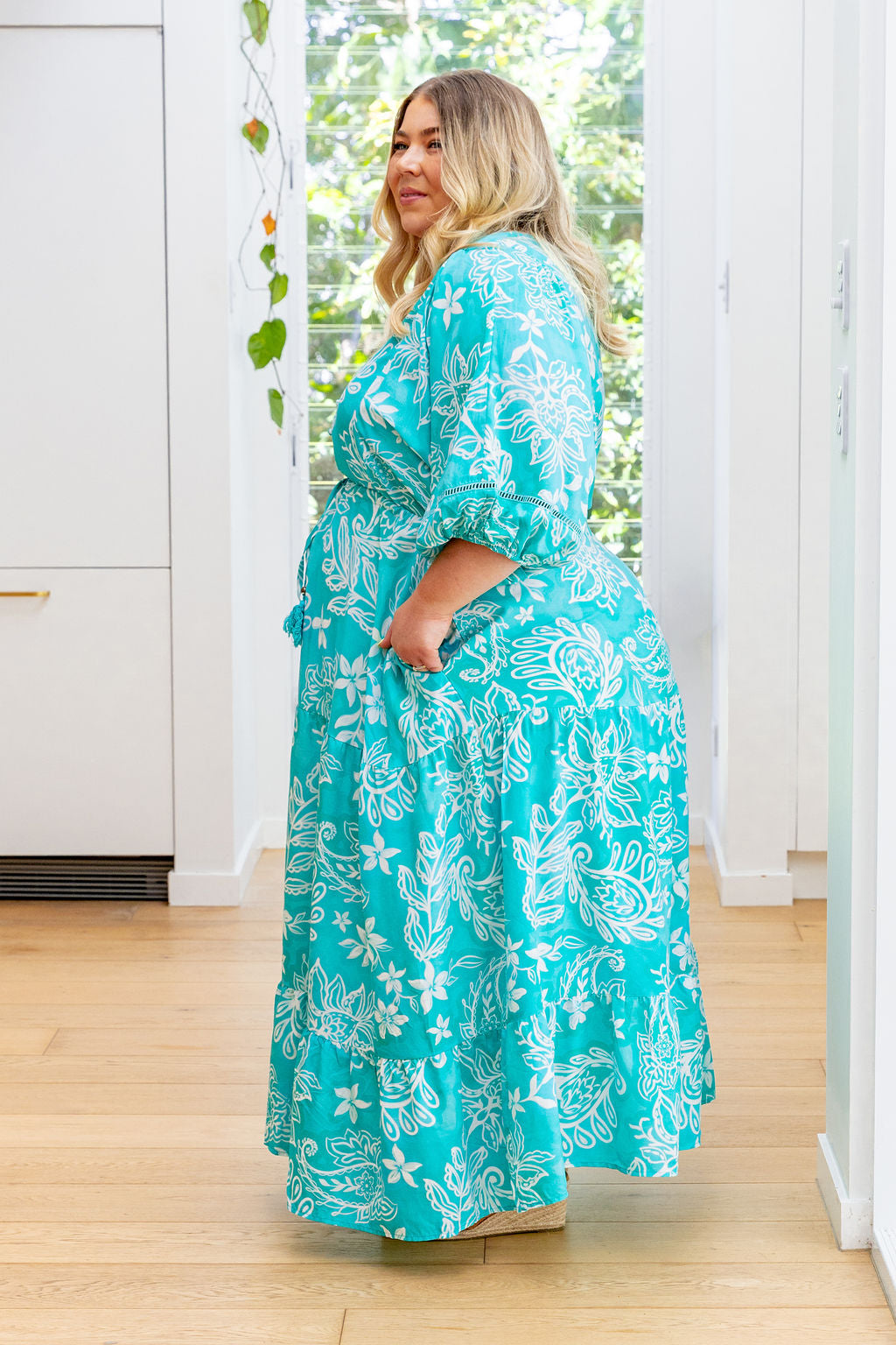 Addison Maxi Dress in Turquoise Paisley