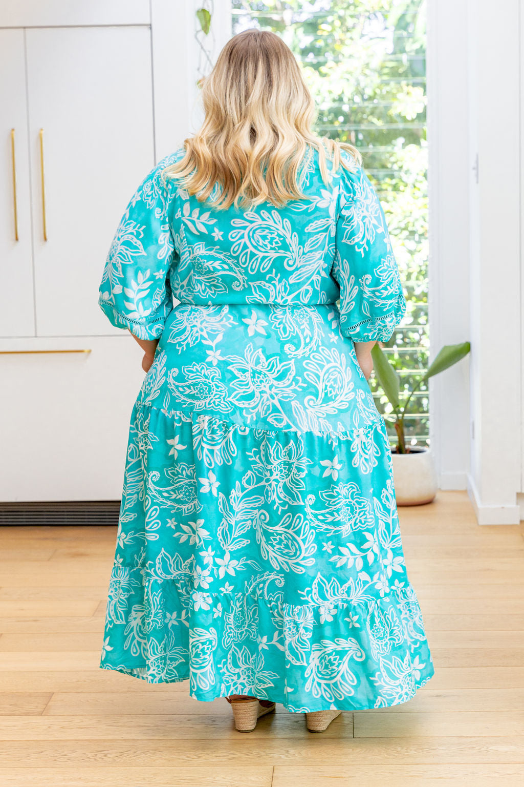 Addison Maxi Dress in Turquoise Paisley